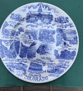 Colorful Colorado Souvenir Plate - Blue & White - Picture 1 of 6