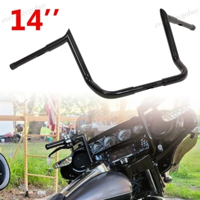 14" Rise 1.25'' Hanger Bar Handlebar Fit Harley Softail Road King Sportster XL Foto 1 de 4