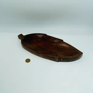 Bandeja de hojas de madera tallada vintage de mediados de siglo soporte para baratijas llaves MCM Boho - Imagen 1 de 8