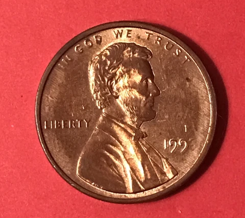 1993 Lincoln Wheat Penny Grease Strike Error.  3 Barely See rare Cover