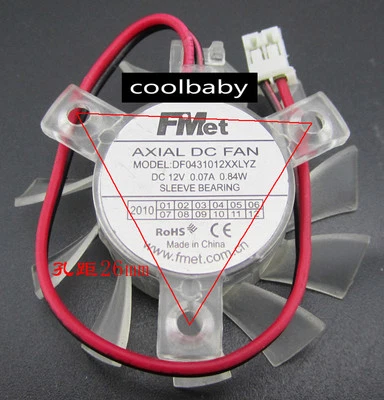 FMet DF0431012XXLYZ Graphics card cooling fan DC12V 0.07A 2Pin - Image 1 of 3