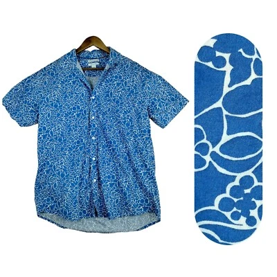 Amazon Essentials Shirt Mens L Blue Floral Short Sleeve Hawaiian Button Up Beach - Image 1 of 4