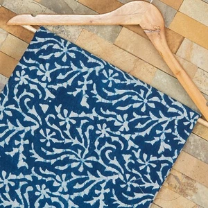 Natural Indigo dyed Fabric 100% Pure Cotton Blue Dress making Fabric by the Yard - Picture 1 of 8