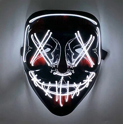 Leuchtende Maske Killer LED Scary Mask Murder Halloween Karneval - Bild 1 von 4