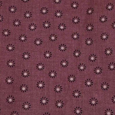 Vintage Concord Fabrics Dark Mauve Tiny Black Flowers The Kesslers 23" x 44"W - Image 1 of 3