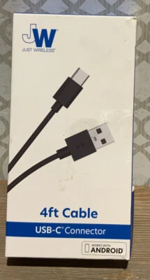🍒 Just Wireless USB-C 4’ Charging Cable.‼️ Damaged Box ‼️‼️ - Image 1 of 2
