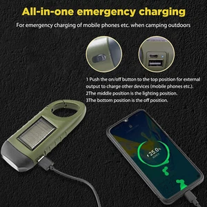 LED Lamp Solar Power Flashlight Wind Up Hand Crank Emergence Camping Torch - Picture 1 of 11