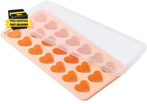 Heart Shaped Ice Cube Trays - Silicone Heart Ice Cube Tray with Lid,Silicone Sha - Picture 1 of 7