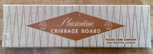 VTG PLEASANTIME Wooden Cribbage Board, Pacific Game Company, #705, Original Box - Picture 1 of 6