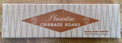 VTG PLEASANTIME Wooden Cribbage Board, Pacific Game Company, #705, Original Box - Image 1 of 4