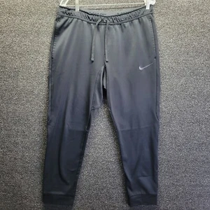 Nike Dri Fit Sweatpants Men's Sz Large Black Pants Logo Swoosh - Picture 1 of 6