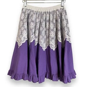 Handmade Skirt Lace Purple White Elastic Waistband Country Line Dance Rodeo - Picture 1 of 10