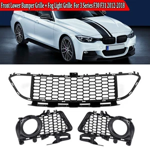 FOR BMW F30 F31 F35 M SPORT FRONT BUMPER CENTRE GRILLE FOG LIGHT GRILL 2012-2018 - Picture 1 of 11