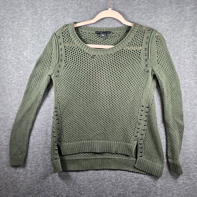 Suéter Banana Republic Mujer S Verde Tejido Abierto Tachonado Ligero Pequeño Defecto Foto 1 de 4