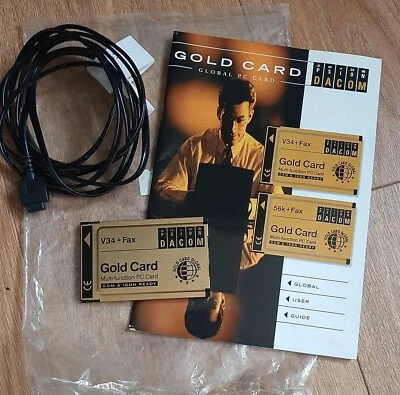 Vintage Dacom Gold Card PCMCIA V34+Fax Card with manual and phone cable - Image 1 of 4