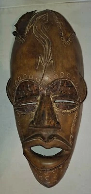 15” MASCARILLA TIKI COLGADOR DE PARED O TÓTEM BARRA DE MADERA ARTE COLGANTE Foto 1 de 4