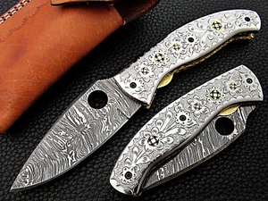 Handmade Damascus Steel Folding Knife - Picture 1 of 4
