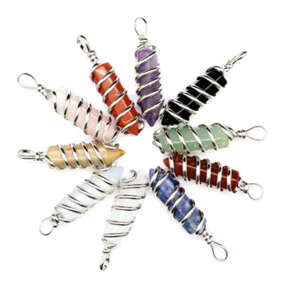 Spirale Bergkristall Edelstein Spitze Punkt Stab Anhänger Heilung Kristall - Bild 1 von 4