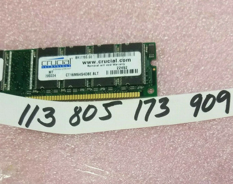   128MB 1RX8 SDRAM SD SDR PC  PC100 168PIN  100MHZ NON-ECC 16X8 8CHIPS  - Image 1 of 1