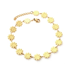 18k Gold Plated Multiple Flowers Anklet - Picture 1 of 5