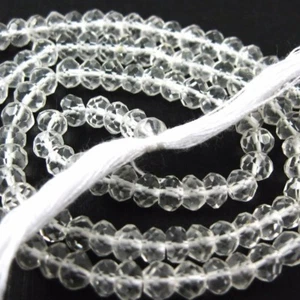 Gemstone Beads-Crystal Quartz Faceted Rondelle Stones- 3.5-4mm-13.5" - Picture 1 of 1
