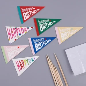 14 piezas de tapacupcake de cumpleaños bandera de feliz cumpleaños hágalo usted mismo - Imagen 1 de 2