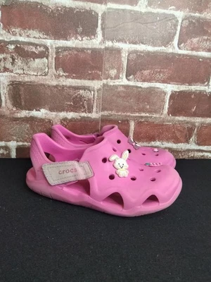 Zuecos Crocs Niñas Talla 2 Swiftwater Wave Rosa Jibbitz Foto 1 de 4