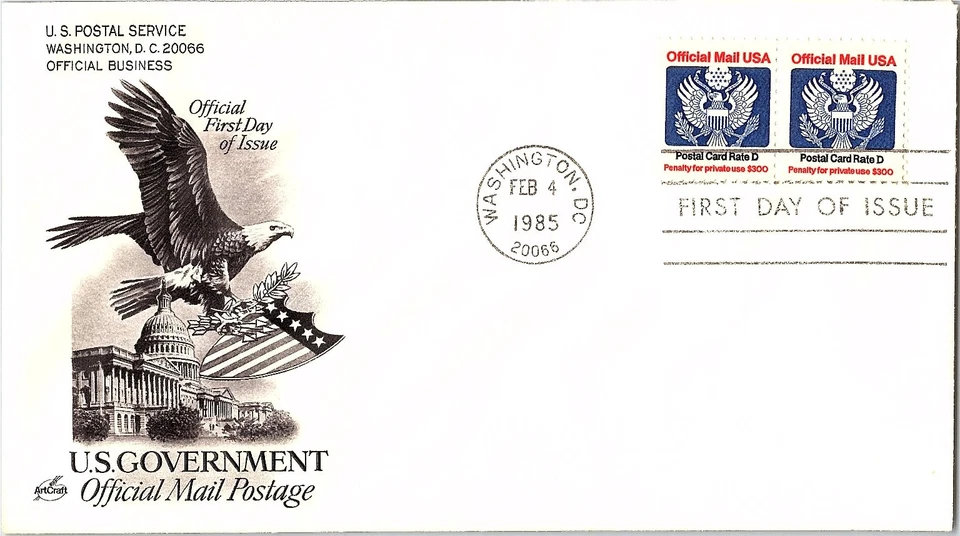 US Government Official Mail Postage Feb. 4, 1985 Mail Cover FDC - Image 1 of 1