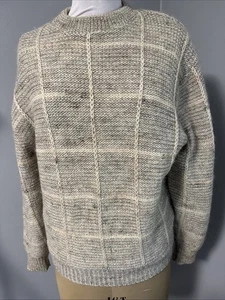 Vintage Pendleton Men's L Virgin Wool Gray White Sweater USA - Picture 1 of 11