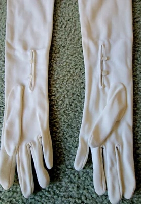 Guantes largos de ópera vintage de tela blanca para mujer Foto 1 de 4