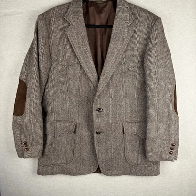 Vintage 70s Levi’s Western Wear Wool Tweed Blazer USA Made Suede Elbow Patch - Image 1 of 4