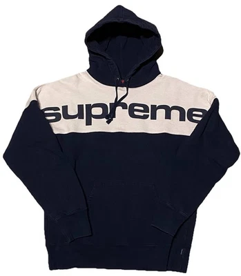 Supreme Navy Blue White Big Logo Spell out Hoodie Size Medium 22x28 - Image 1 of 4