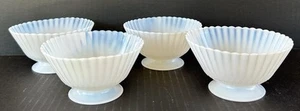 Macbeth Evans Petalware Monax (4) Sherbetschalen mit Fuß weiß opalisierendes Glas - Bild 1 von 8