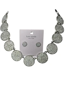 Set orecchini collana Kate Spade Shine On zirconi argento cerchi pavè - Foto 1 di 9