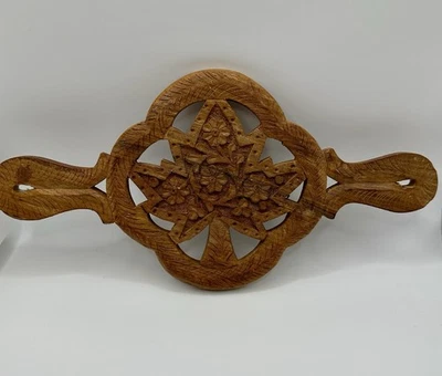 Maceta de madera vintage trivet colgante de pared tallada a mano “árbol de la vida” usada en excelente estado Foto 1 de 4