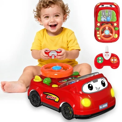 Coche de radiocontrol 2 en 1 y volante de juguete, coche musical para niños pequeños, simuladores interactivos... Foto 1 de 4
