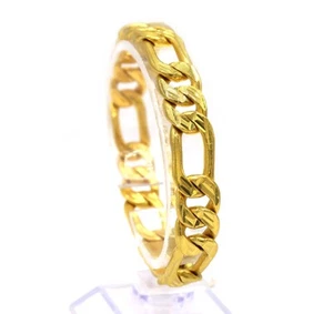 Solid Heavy Figaro Link Chain Men’s Bracelet 23K Yellow Gold 46.5 Grams 7.5” - Picture 1 of 5