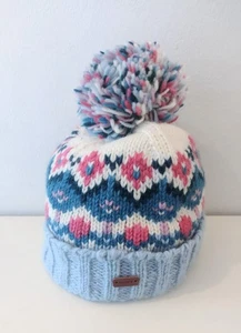 Fat Face Bommelmütze Rosa Blau Creme - Bild 1 von 4