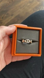HERMES PARIS CHAINE D'ANCRE ENCHAINEE RING SOLID 925 STERLING SILVER SIZE 55 - Picture 1 of 1