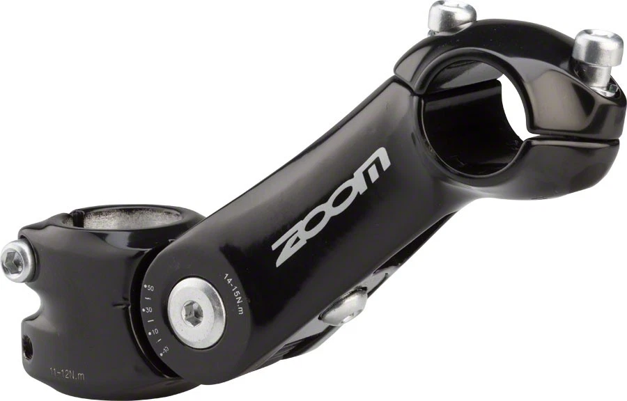 Zoom TDS-C297 Stem 125mm Clamp 25.4mm Adjustable Steerer 1 1/8 in Black Aluminum - Image 1 of 1