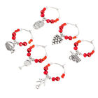 6pcs Christmas Glass Charms Wine Glass Markers Metal Tags (Mixed Style)