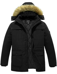 Soularge Men's Winter Parka Jacket Big and Tall Warm Jacket with Heavy Hooded - Picture 1 of 27