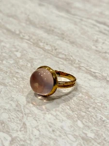 Vintage Badavici signierter Ring Perle goldfarben durchscheinend pastell oval Modeschmuck - Bild 1 von 8