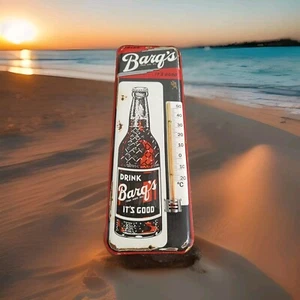 Vintage Drink Barq's Root Beer Thermometer Tin merchandise 1950'S No Porcelain - Picture 1 of 21