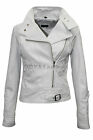 Roxa Hot Rider Women's Authentic Sheepskin Pure Leather Biker Jacket White Coat