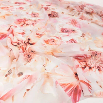 CHIFFON Stoff Gardinenstoff Vorhangstoff Kleiderstoff Dekostoff Meterware Blüten - Bild 1 von 2