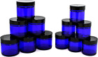 Combinaison 12 pack de pots latéraux droits en verre bleu cobalt 1 oz et 2 oz, couvercles pour