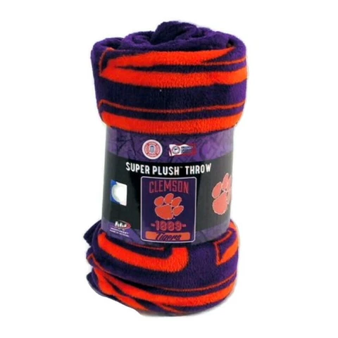 Clemson University Tigers 1889 Super Plush Throw Blanket Cover