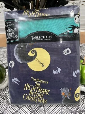 🎃 Виниловая скатерть Disney Nightmare Before Christmas Jack Skellington 70 дюймов круглая - Изображение 1 из 2