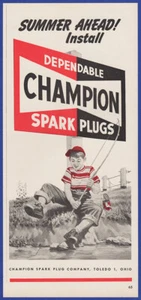 Original 1951 CHAMPION Spark Plugs Boy Fishing Ephemera 50's Print Ad - Picture 1 of 1